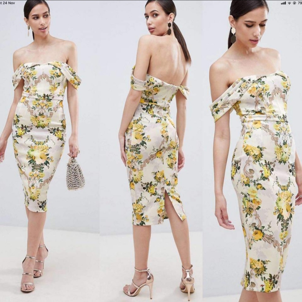 Bardot Sleeve Bodycon Cocktail Dress
